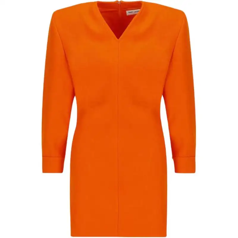 SAINT LAURENT Long Sleeved Dress Women's Orange
