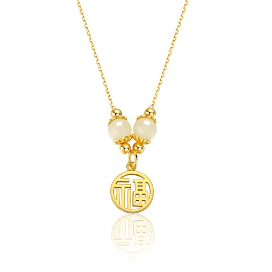 ZSY Necklaces Pale Greenish White Jade Women's