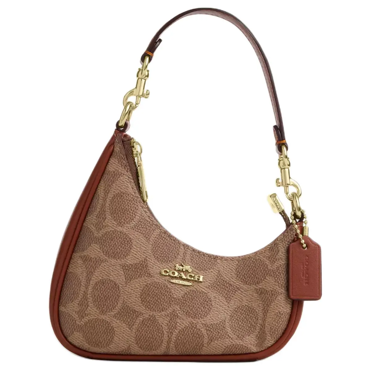 COACH Teri Coated Canvas With Leather Shoulder Bag Mini Women's Caramel