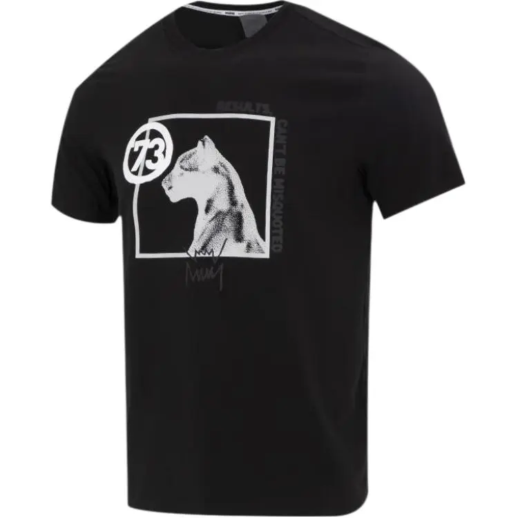PUMA T-Shirts Men's Black Crew Neck Moderate Straight Fit