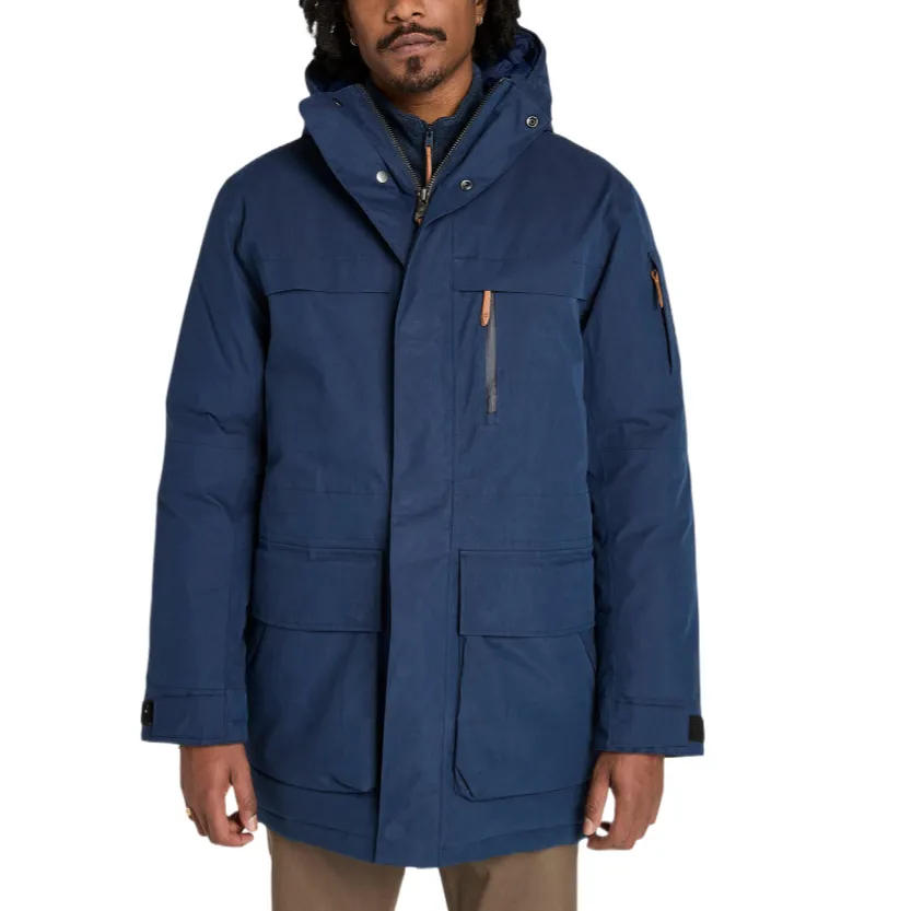 Timberland Down Jackets Men's Navy Blue Hooded Moderate