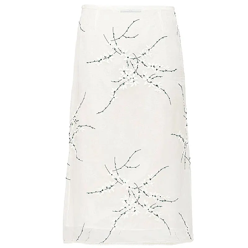 PRADA SS24 Casual Long Skirt Women's White