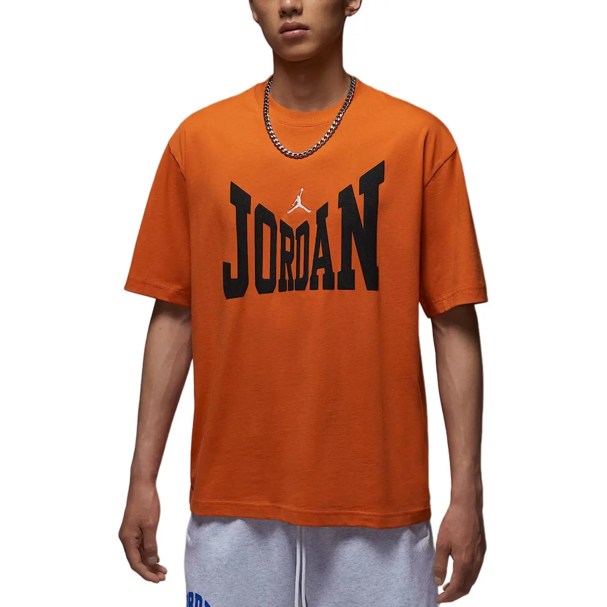 Jordan Brooklyn T-Shirts Men's Seastar Orange/Sail White Crew Neck Moderate