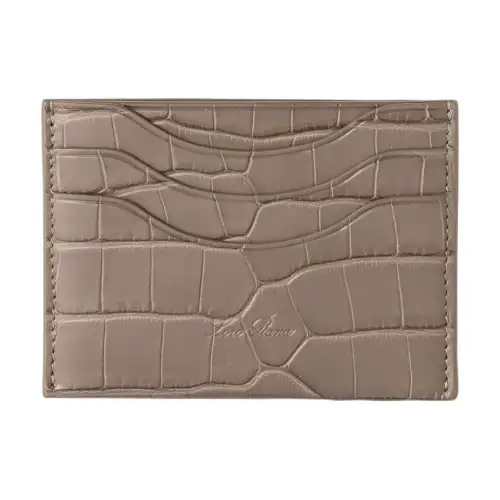 Loro Piana Crocodile Leather Card Holder Women's Light Brown