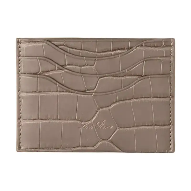 Loro Piana Crocodile Leather Card Holder Women's Light Brown
