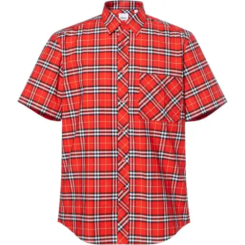 Burberry Shirts Men's Red Lapel Moderate Straight Fit