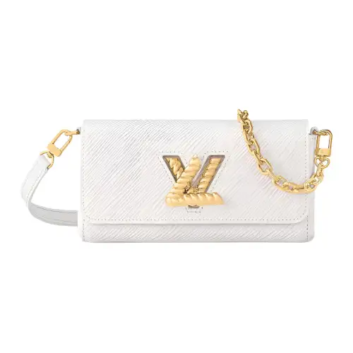 LOUIS VUITTON Twist Epi Grain Cow Leather Crossbody Bag, Shoulder Bag Women's White