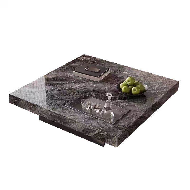 Jingshan Baisui Italian minimalist light luxury square slate coffee table living room simple small apartment high-end modern
