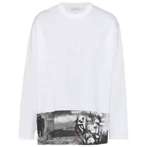 PRADA T Shirts Men's White Crew Neck Moderate Straight Fit