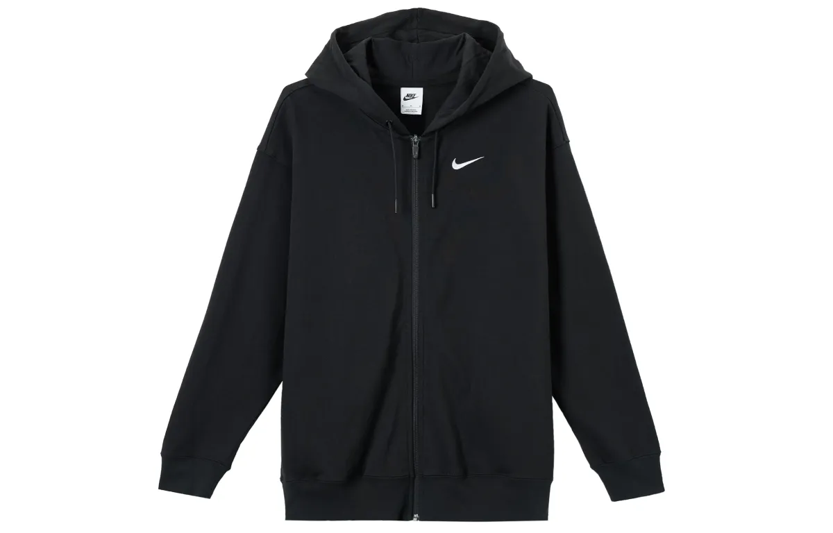 Nike Sweatshirts Women's Black Hooded Moderate Cardigan