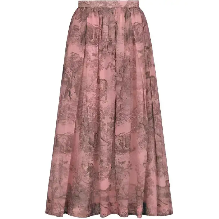 DIOR Casual Long Skirts Women's Pink Moderate Long Other