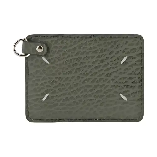 Maison Margiela Pebble Textured Leather Card Holder Women's Green