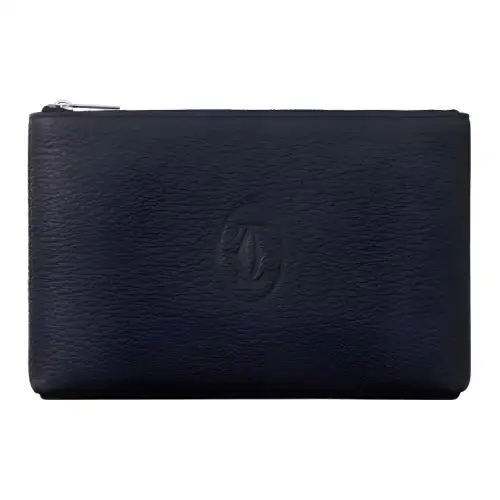 CARTIER Calfskin Clutch Men's Marine Blue