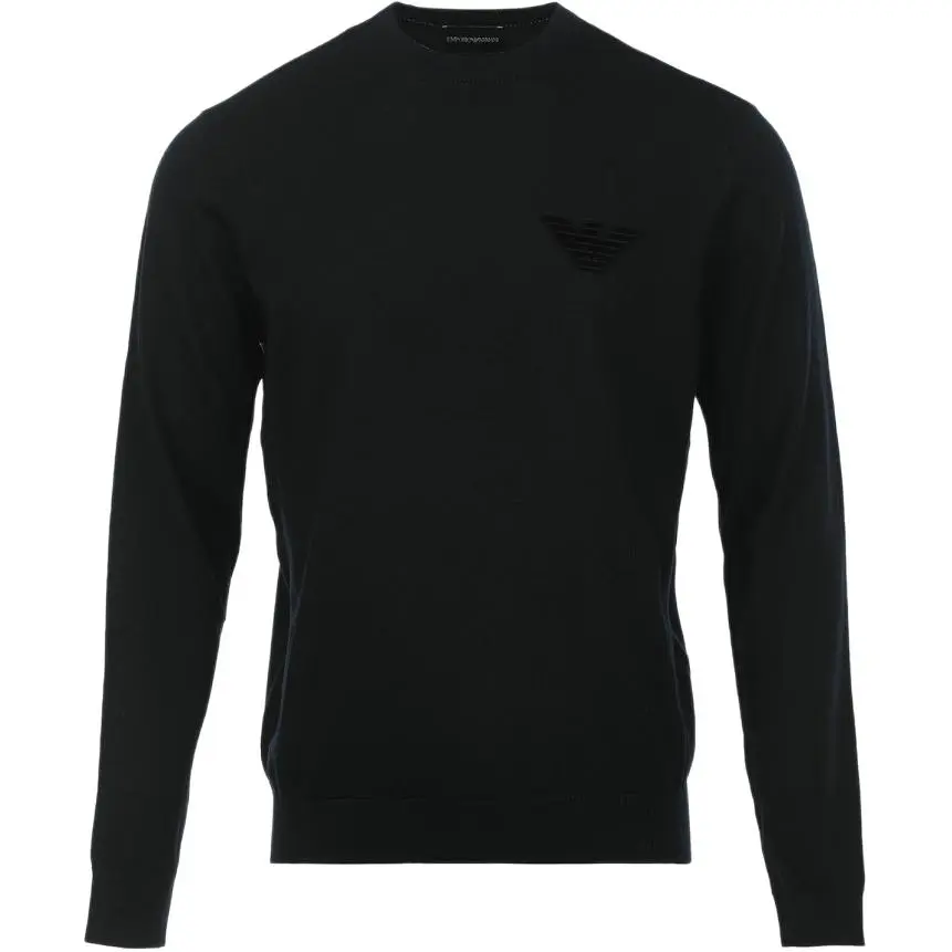 EMPORIO ARMANI Minimalist Style Solid Color Sweater Men's Dark Blue