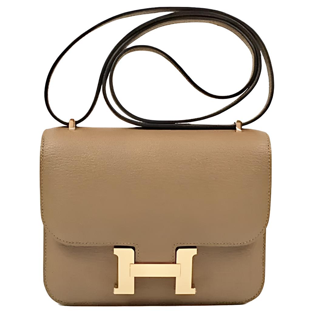 Женская сумка Hermes Constance 19 (бежевая)