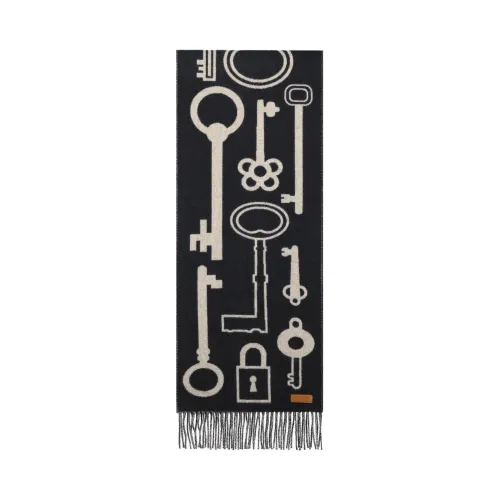 HERMES Cashmere Knit Scarves Unisex Dark Blue
