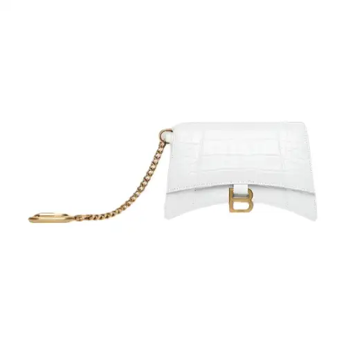 Balenciaga Hourglass Cow Leather Card Holder Women's White
