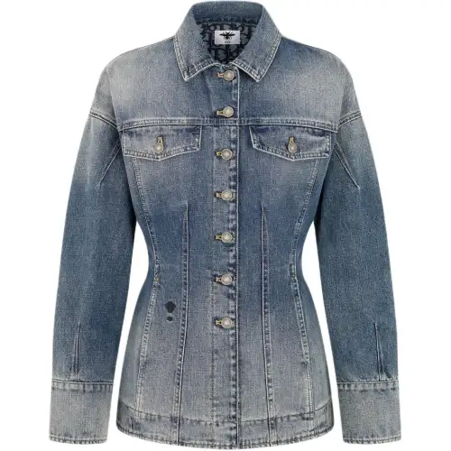 DIOR Denim Jackets Women's Blue Lapel Moderate Other