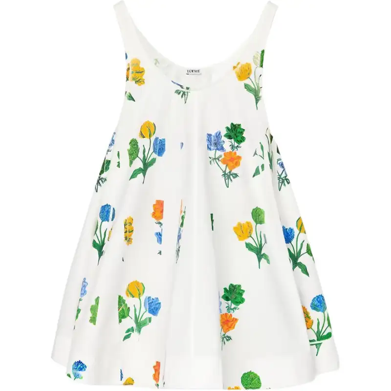 LOEWE Sleeveless Dresses Women's White Crew Neck Moderate Short