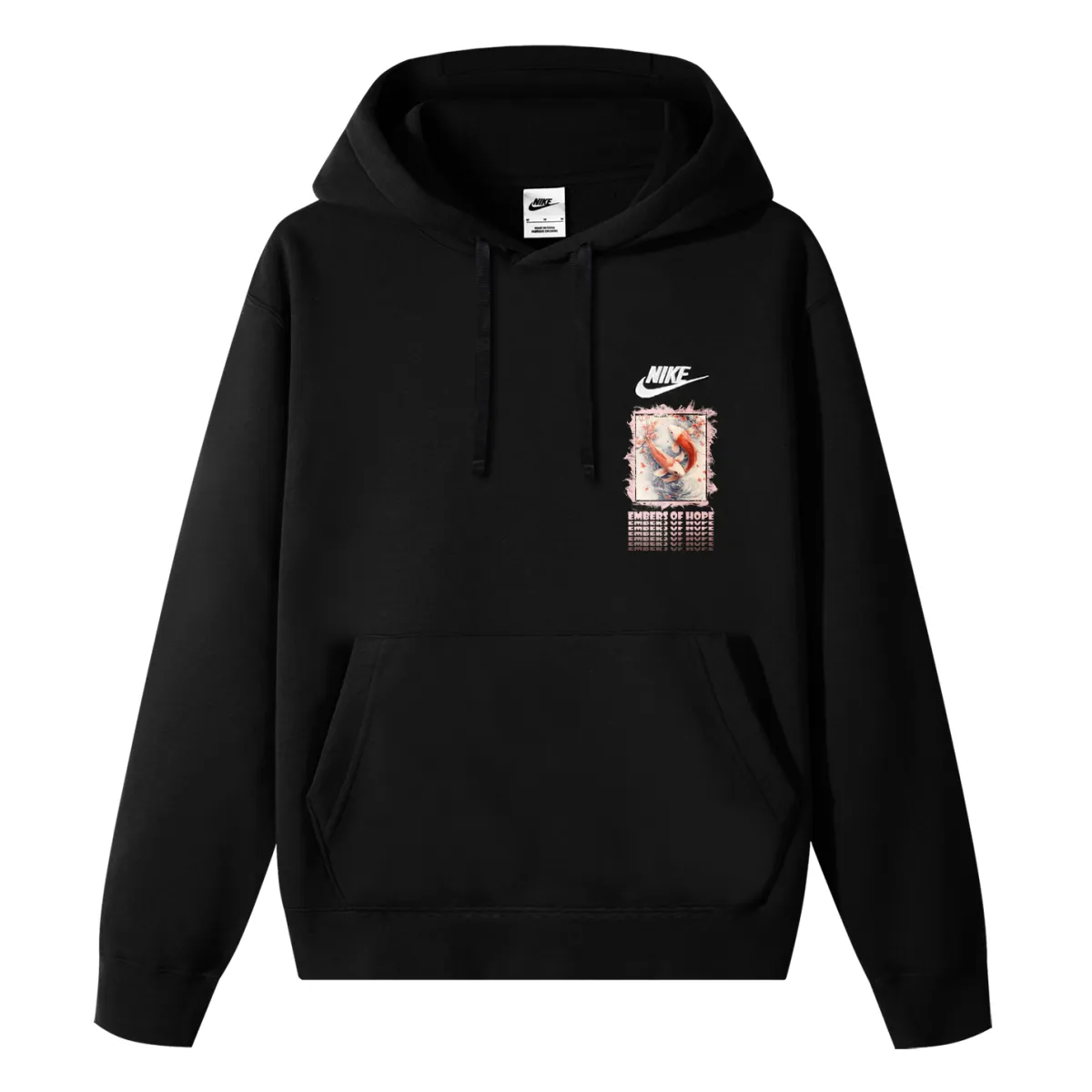 Nike Sportswear Club Fleece Lined CNY Traditional Linen Plum Blossom Koi Thermal Pullover Hooded Sportswear