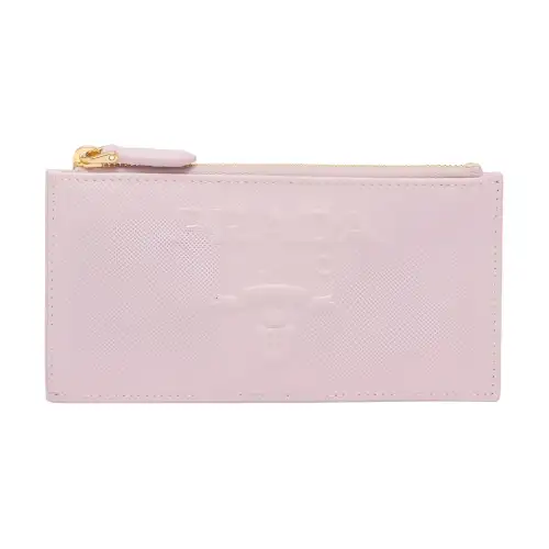PRADA Saffiano Leather Card Holder Women's Snow Pink