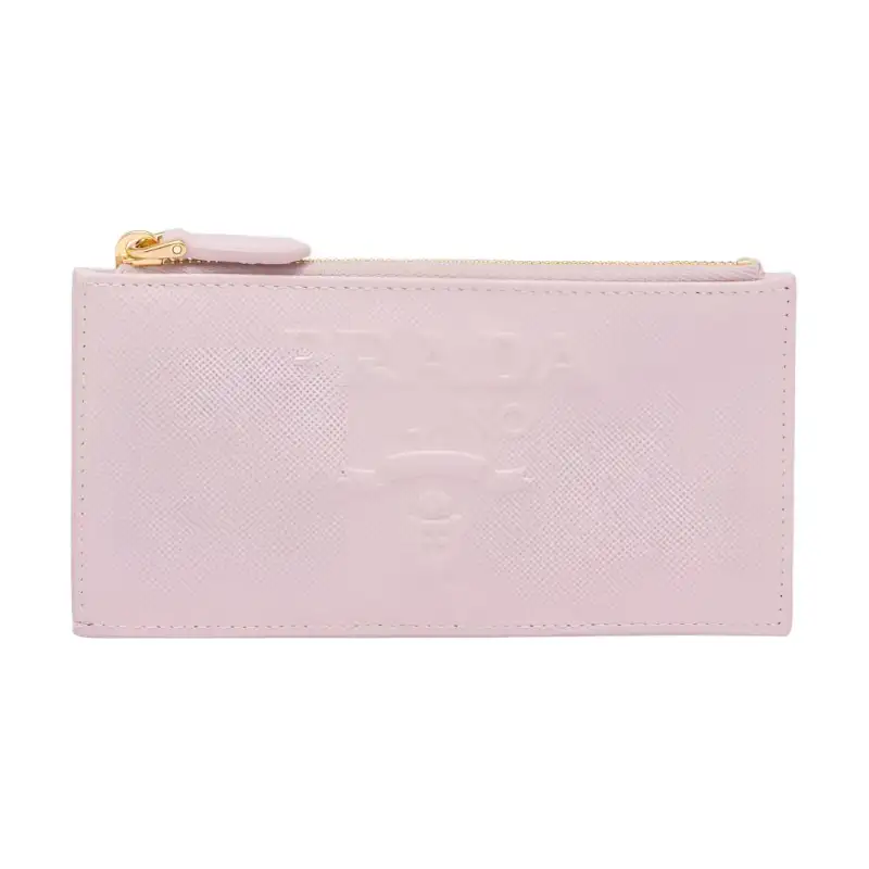 PRADA Saffiano Leather Card Holder Women's Snow Pink