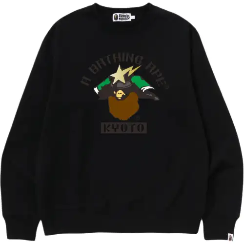 A BATHING APE Japan limited FW25 Kyoto store limited ape head lightning ape pattern pullover sweatshirt for men and women.