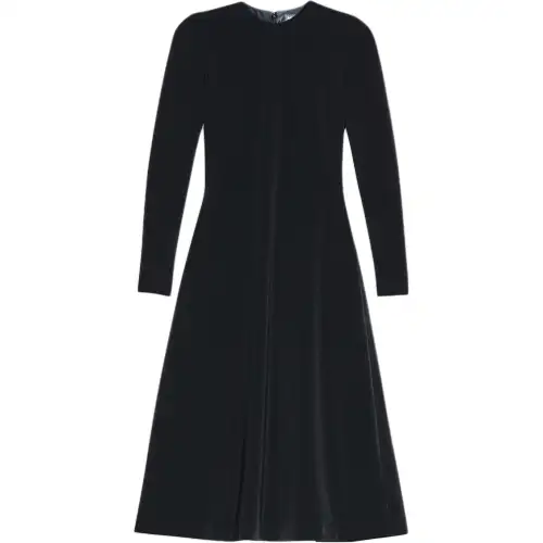Balenciaga Crewneck Pleated Long Sleeved Dress