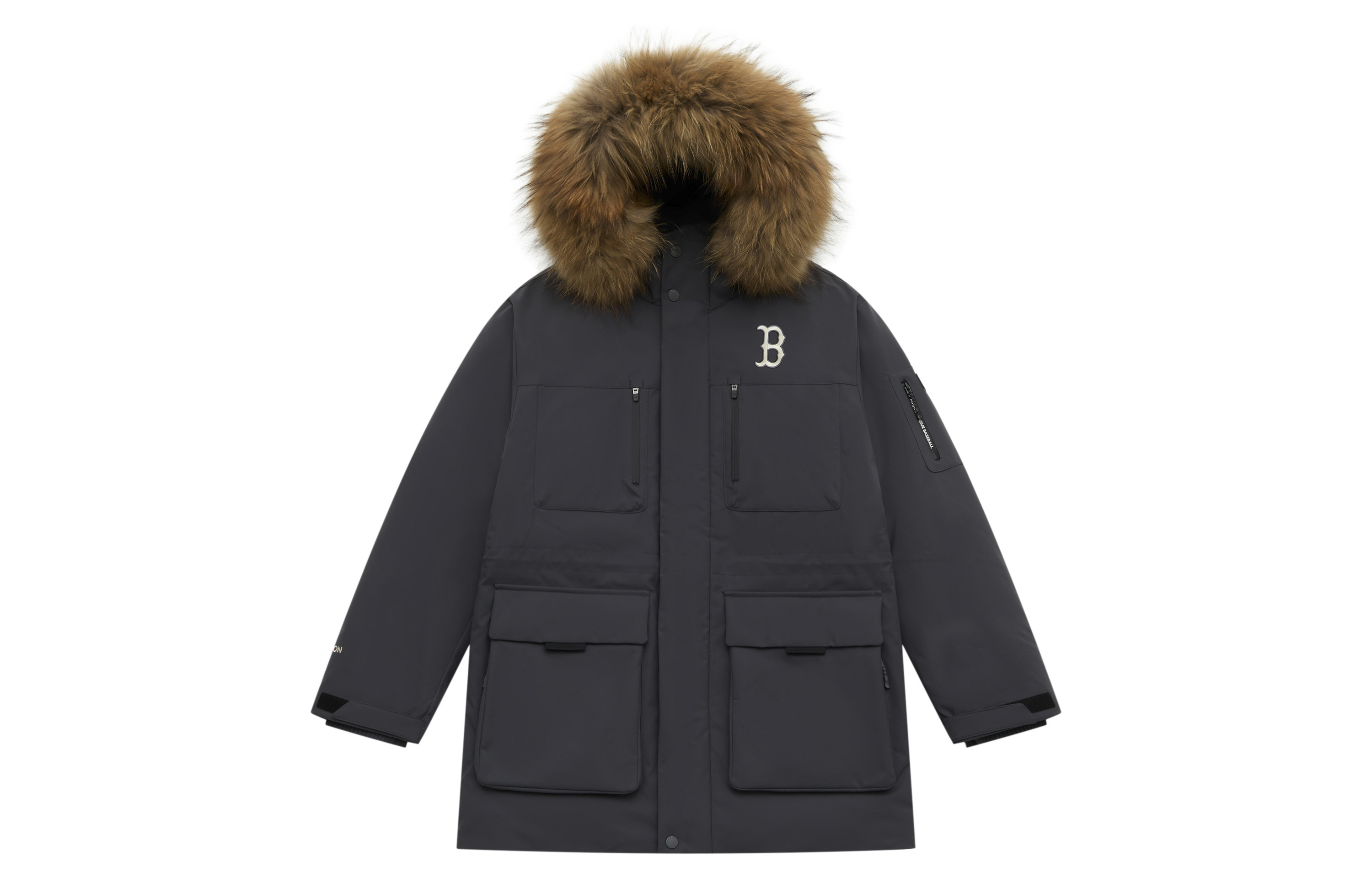 MLB Base velvet waterproof water repellent cloth with zipper with hood, down jacket with velcro for men and women, goose down, with embroidery, with your logo imprint