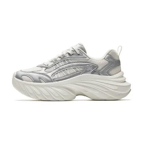 Anta Firework Abrasion Resistant Slip Resistant Low top Casual Shoes Women's White Silver