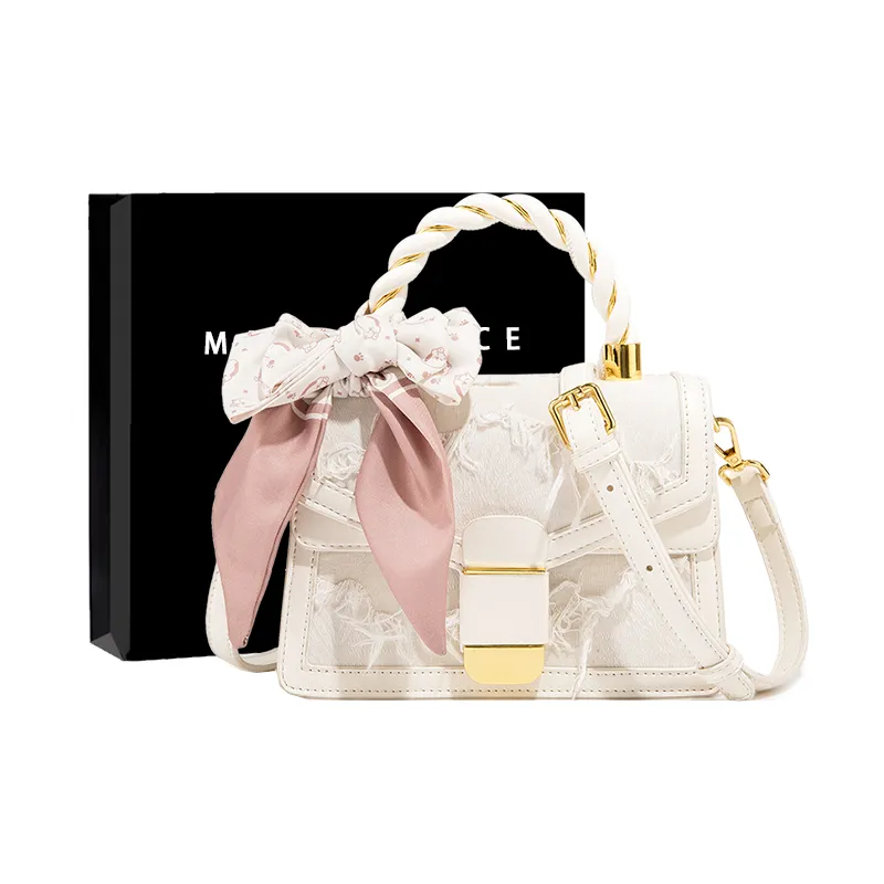 MACKJANICE Polyurethane Synthetic Leather Crossbody Bag, Handbag Small Women's White