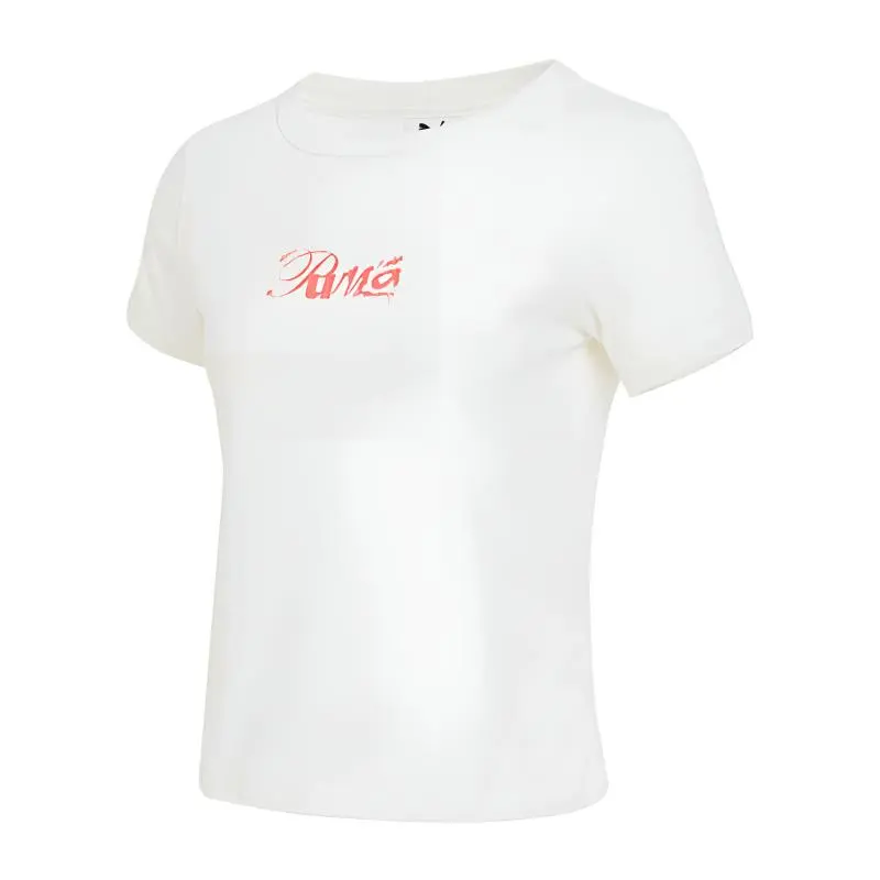 PUMA T-Shirts Women's White Crew Neck Moderate