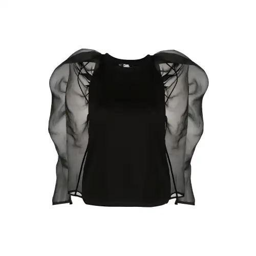KARL LAGERFELD / Karl Lagerfeld Jeans Hun's Pick Puff-Sleeved Crewneck Blouse