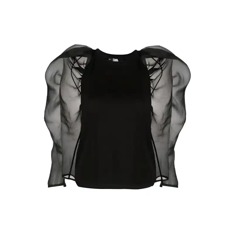 KARL LAGERFELD / Karl Lagerfeld Jeans Hun's Pick Puff-Sleeved Crewneck Blouse