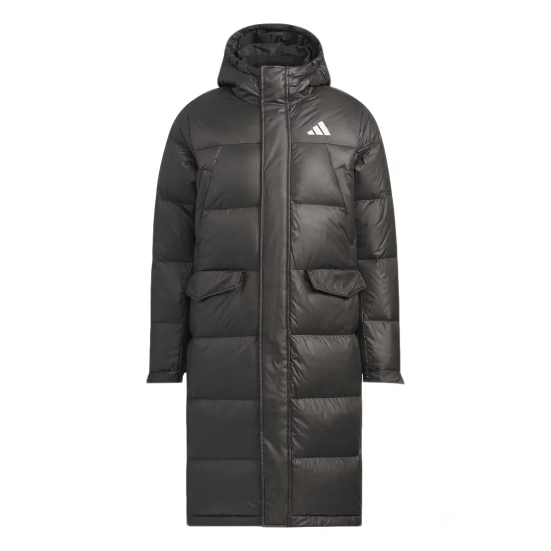 Adidas LONG DOWN Jackets Unisex Black Hooded Moderate