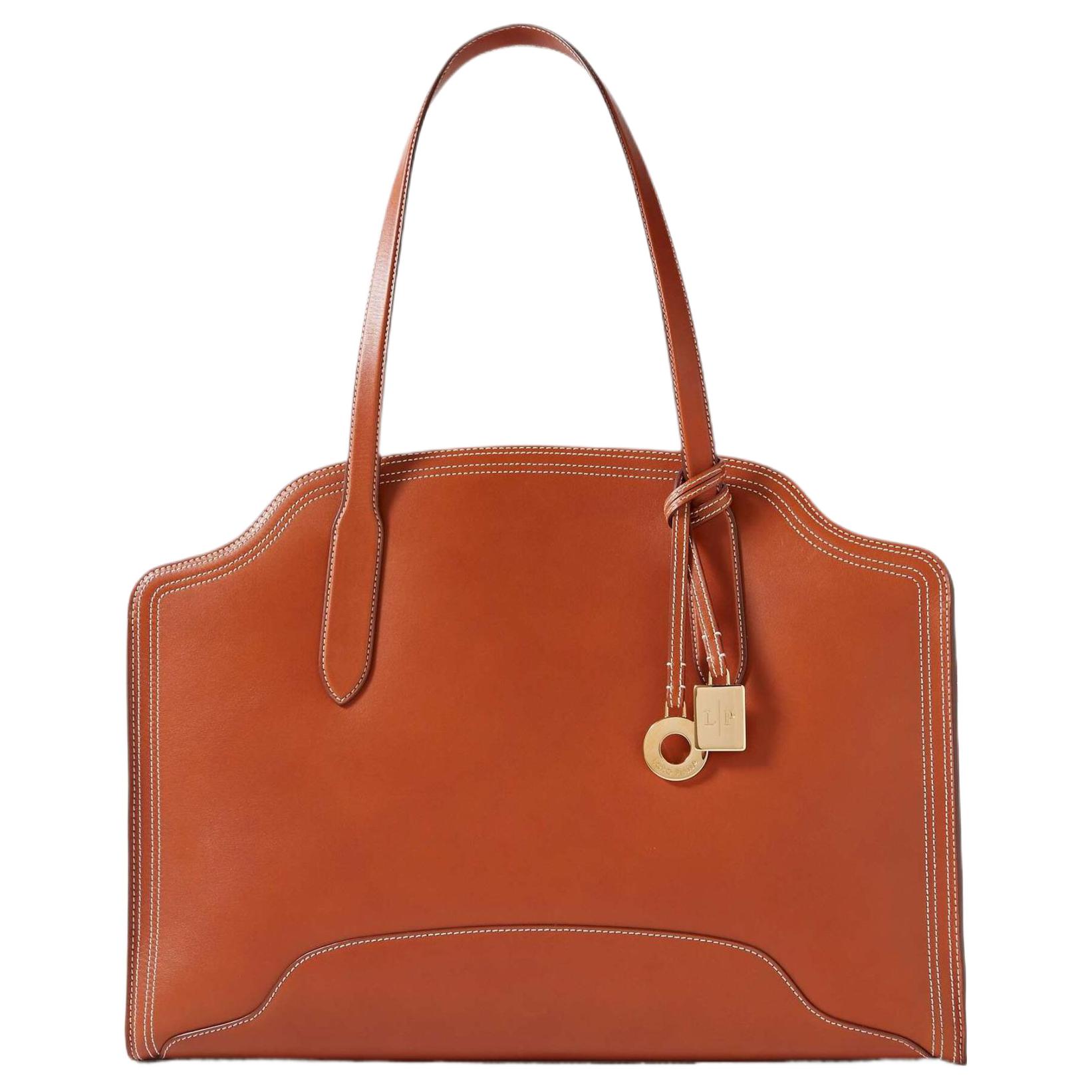 Loro Piana Sesia Calfskin One Shoulder Handbag Women's Tan