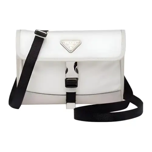 PRADA Saffiano Fabric With Saffiano Leather Cell Phone Pouch Men's Chalk White