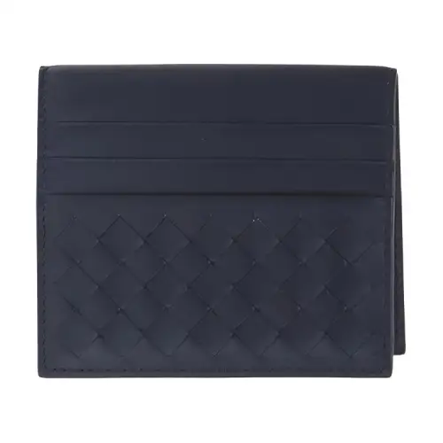 Bottega Veneta Lightweight Cow Leather Card Holder Women's Navy Blue