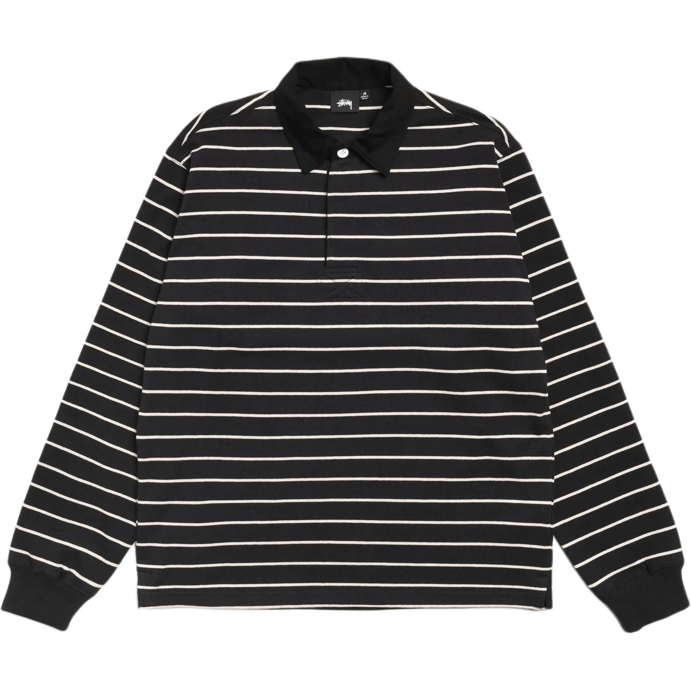 Рубашка Stussy STRIPED RUGBY SHIRT (черно-белая в полоску)