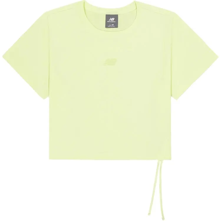 New Balance T-Shirts Women's Yellow Green Crew Neck Moderate