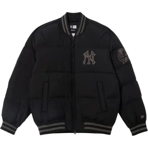 New Era FW25 MLB BOMBER DOWN JACKET Series New York Yankees Baseball Stand Collar Zipper Long Sleeve Casual Simple High-Looking Loose Short Basic Down Jacket American Korean Version Same Style for Men and Women