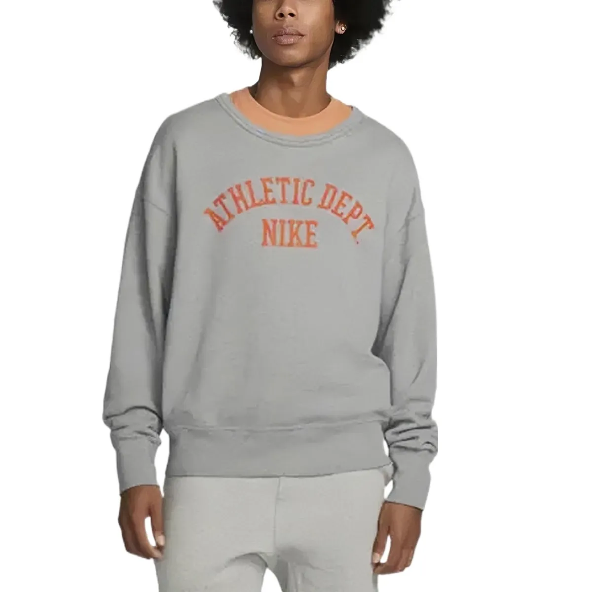 Nike Sweatshirts Men's Gray Crew Neck Moderate Straight Fit