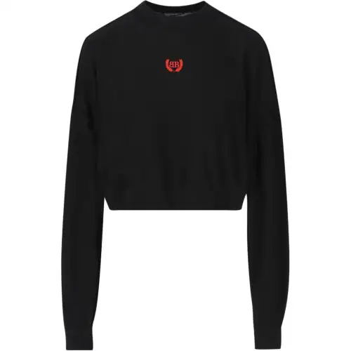 Balenciaga Logo Embroidered Cropped Sweater
