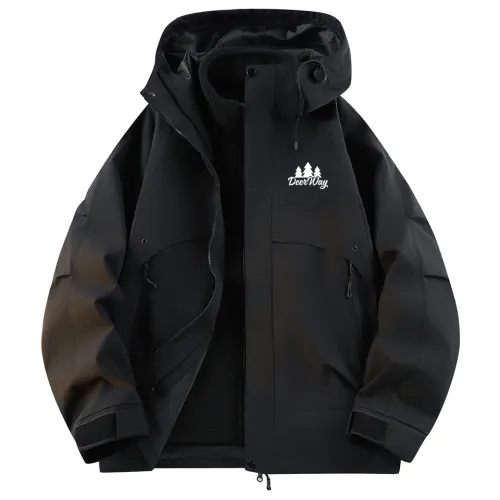 DEERWAY Trend retro sports travel removable liner with hood, waterproof windproof wear-resistant keep warm jacket for men and women, American style, with your logo imprint, wide color palette