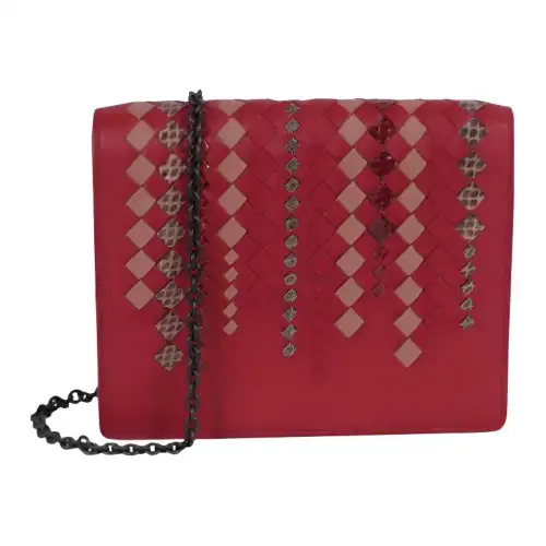 Bottega Veneta Leather Crossbody Bag, Shoulder Bag Women's Red