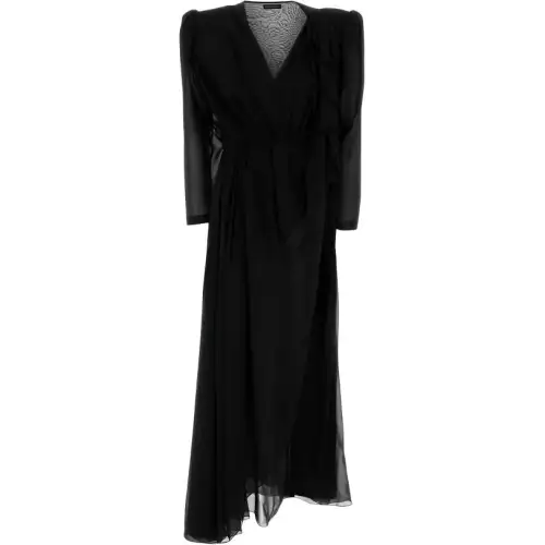Balenciaga V-Neck Chiffon Maxi Dress