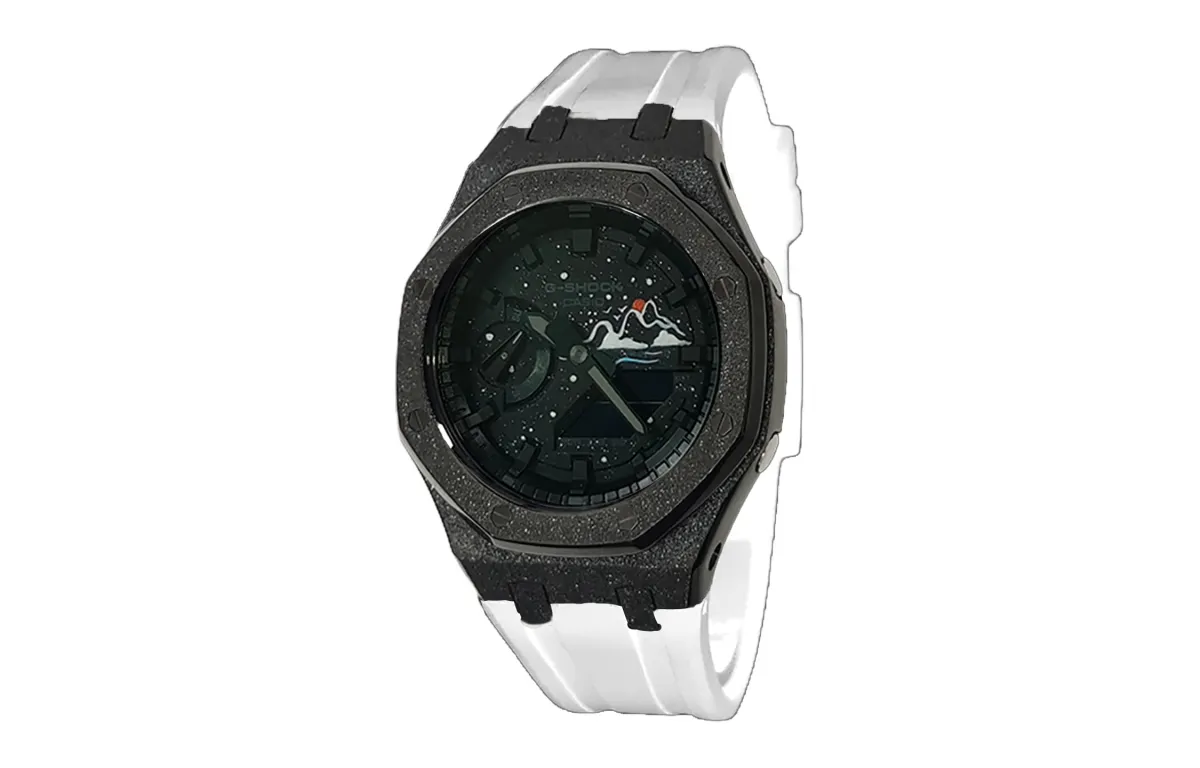 CASIO Custom Collection Quartz Movement Fluoroelastomer Strap Watch Men's Watches Black Dial