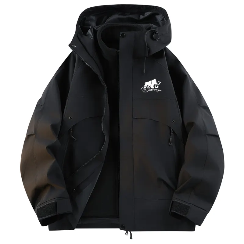 DEERWAY Travel sports fashionable removable comfortable liner with hood, waterproof windproof keep warm jacket for men and women, American style, with your logo imprint, print, three-in-one, oversize