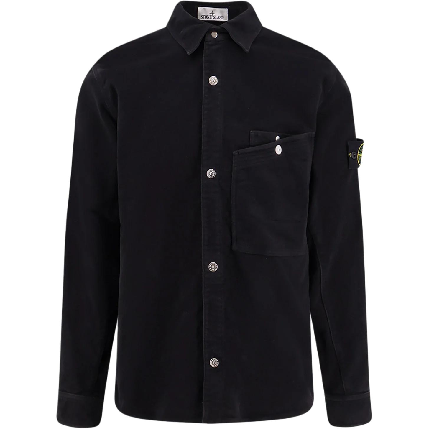 Мужская рубашка STONE ISLAND с отложным воротником (черная)