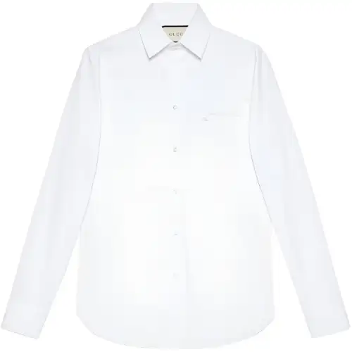 GUCCI Shirts Men's White Pointed Collar Moderate